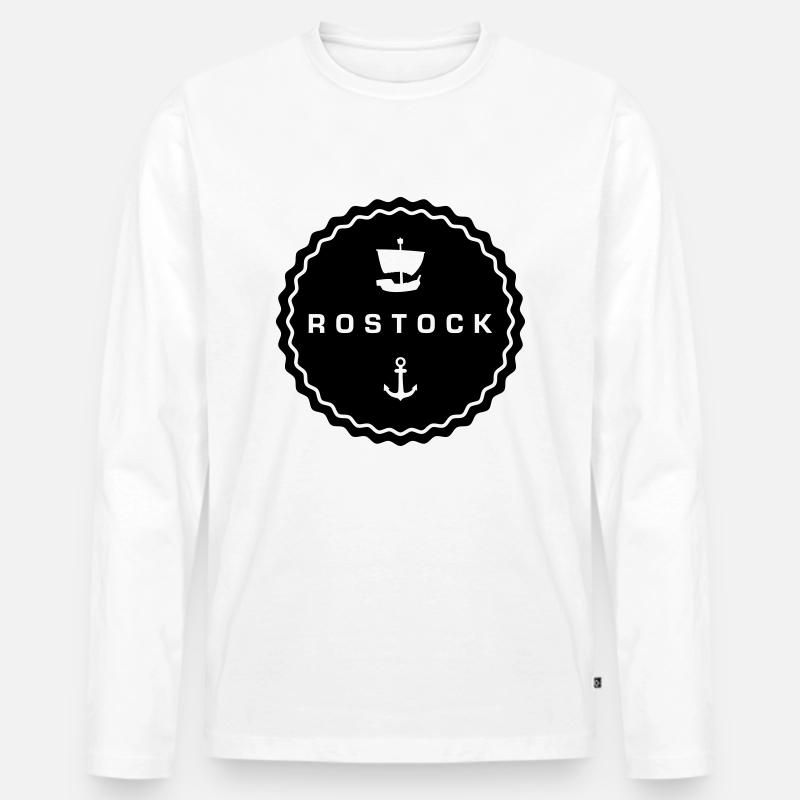 Rostock - Männer Premium Bio Langarmshirt - Weiß