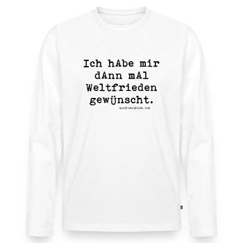 Weltfrieden - Männer Premium Bio Langarmshirt - Weiß - Vorne - Nico (187cm)