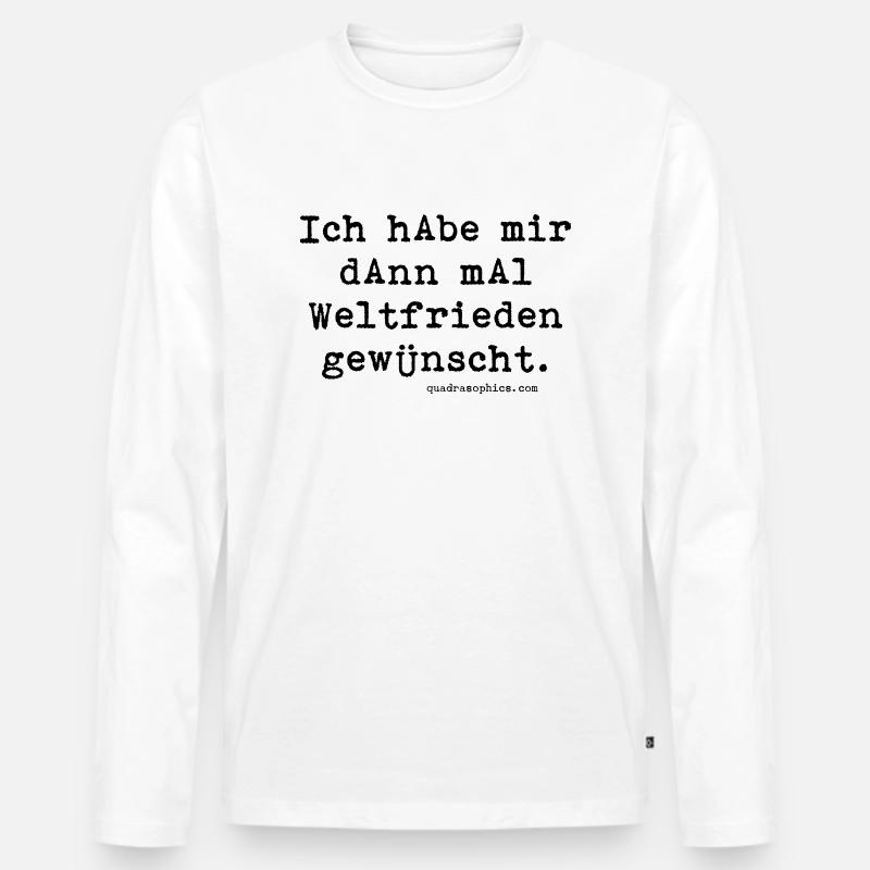 Weltfrieden - Männer Premium Bio Langarmshirt - Weiß