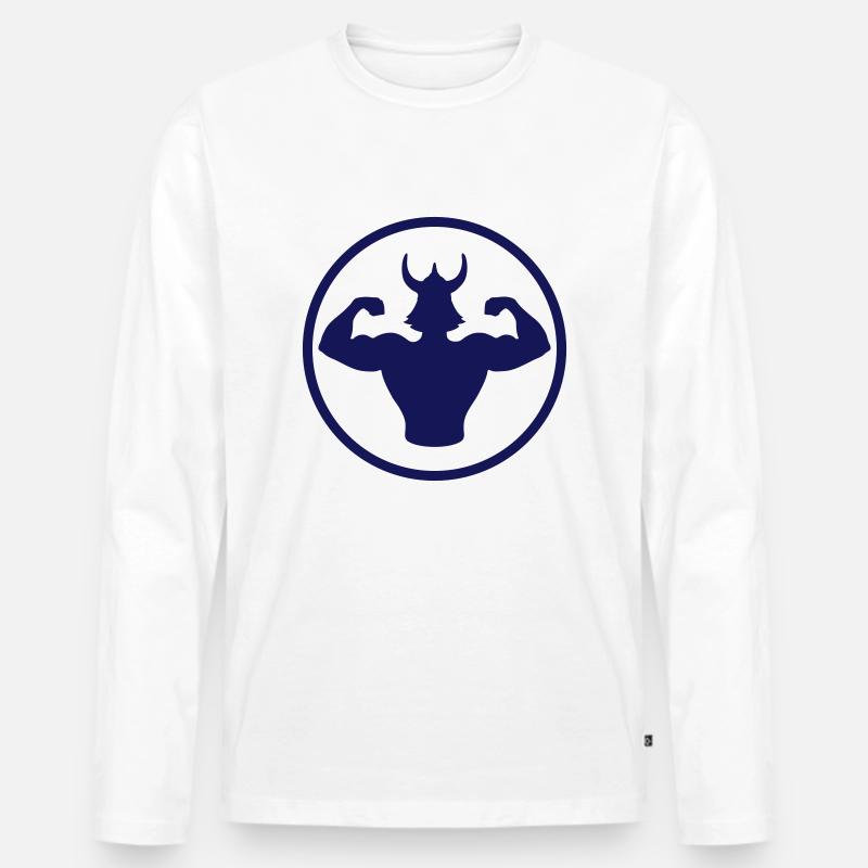 wikinger_bodybuilder_1 - Männer Premium Bio Langarmshirt - Weiß