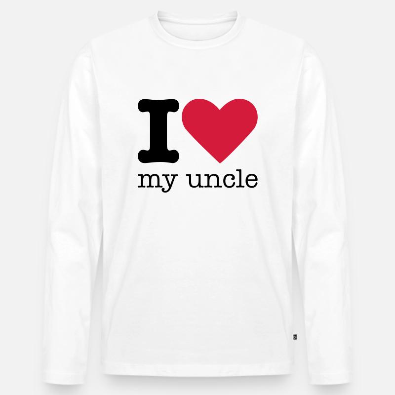 I Love My Uncle - Männer Premium Bio Langarmshirt - Weiß