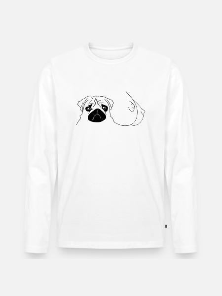 Möpse - Männer Premium Bio Langarmshirt - Weiß