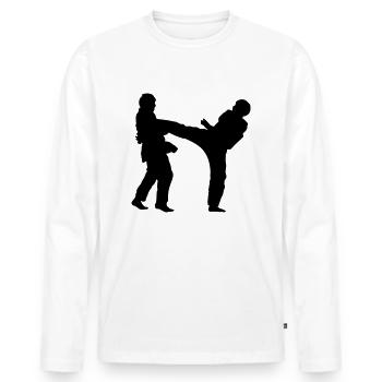 taekwondo kickers 1c - Men's Premium Organic Long Sleeve Shirt - white - Front - Nico (187cm)