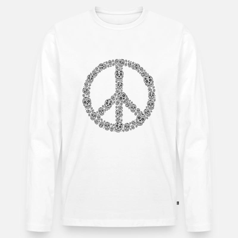 Skull Peace - Männer Premium Bio Langarmshirt - Weiß