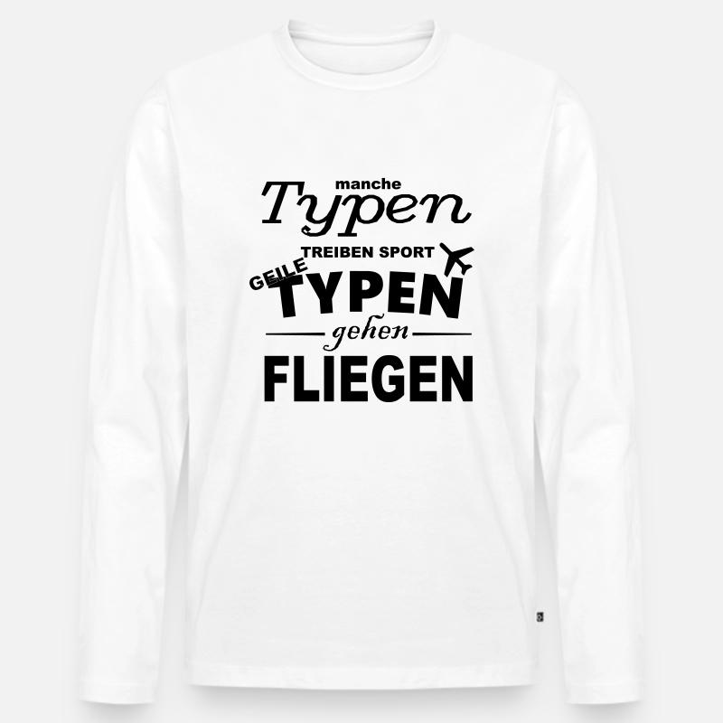 mann fliegen - Männer Premium Bio Langarmshirt - Weiß