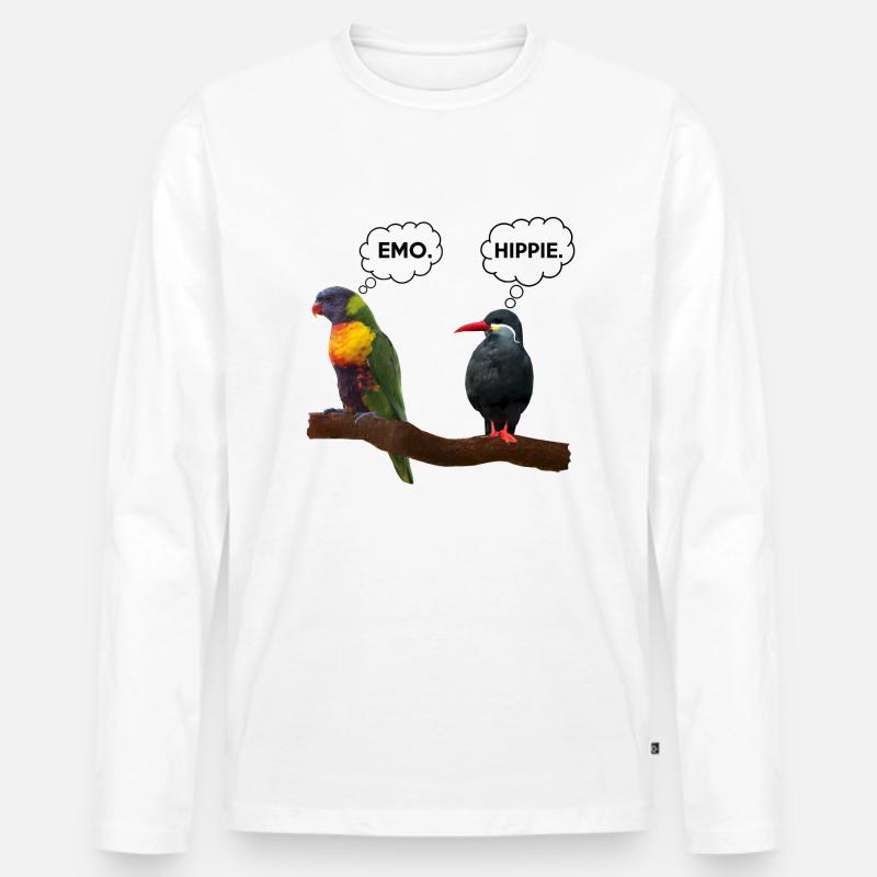 Emo | Hippie - Männer Premium Bio Langarmshirt - Weiß