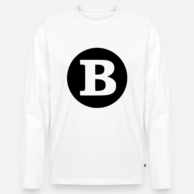 B - Buchstabe SOLO transparent - Männer Premium Bio Langarmshirt - Weiß