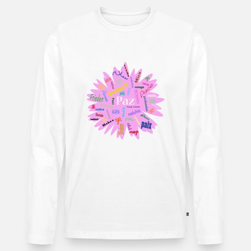 Frieden - Männer Premium Bio Langarmshirt - Weiß