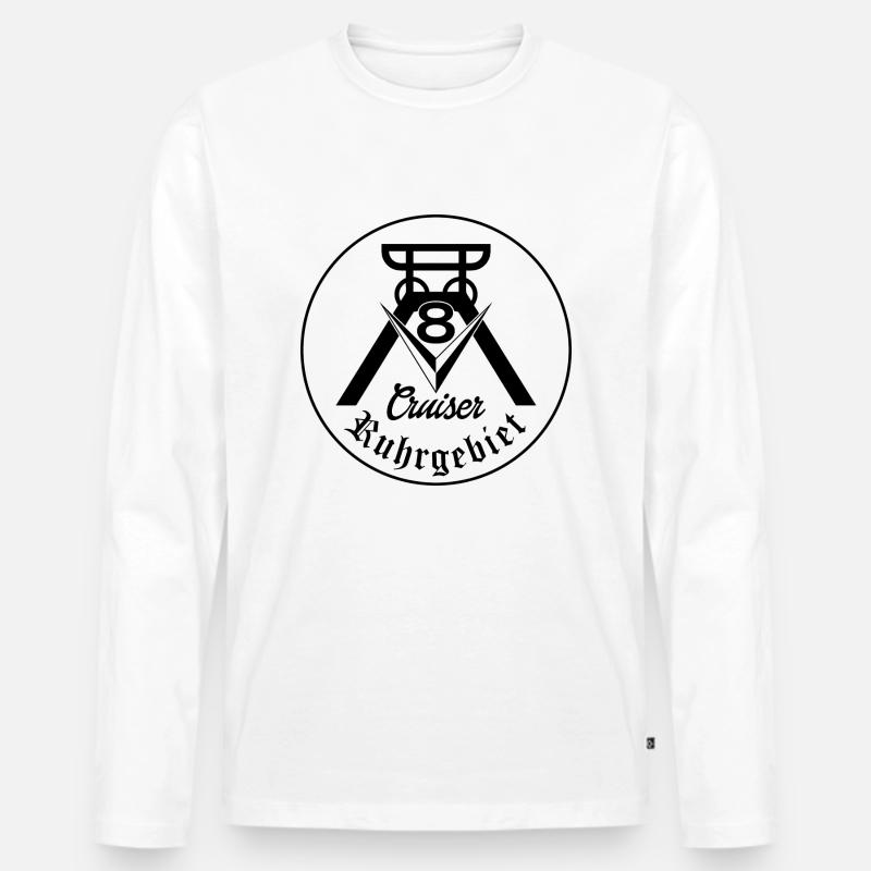 V8-Cruiser Logo schwarz - Männer Premium Bio Langarmshirt - Weiß