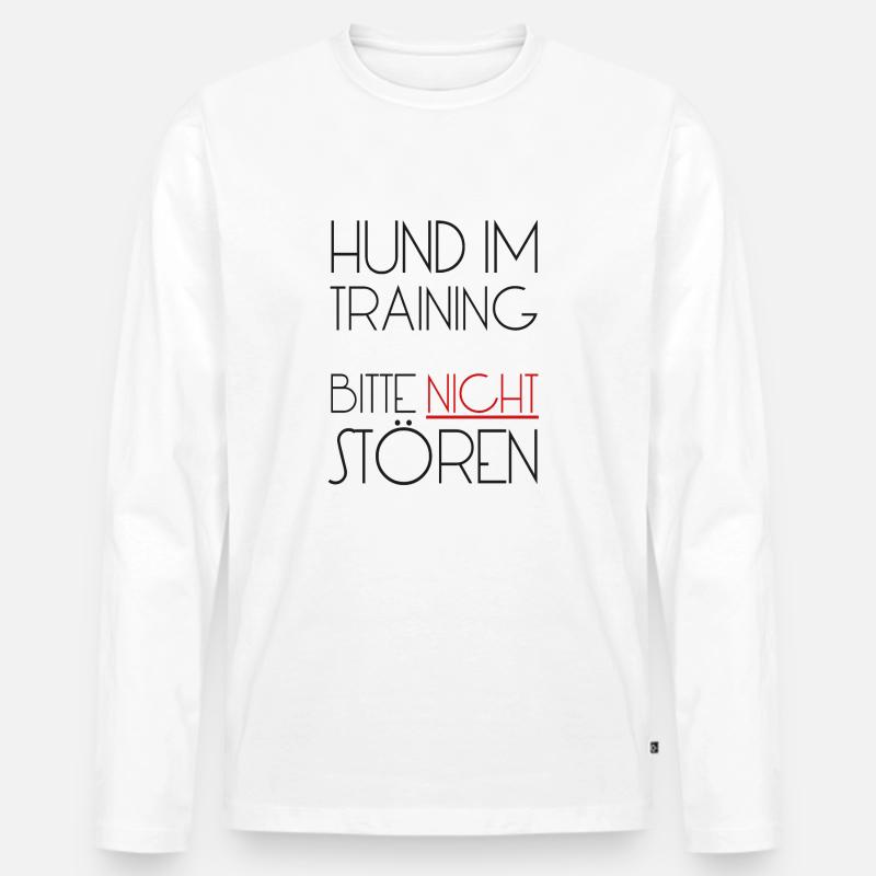 Training Hund - Männer Premium Bio Langarmshirt - Weiß