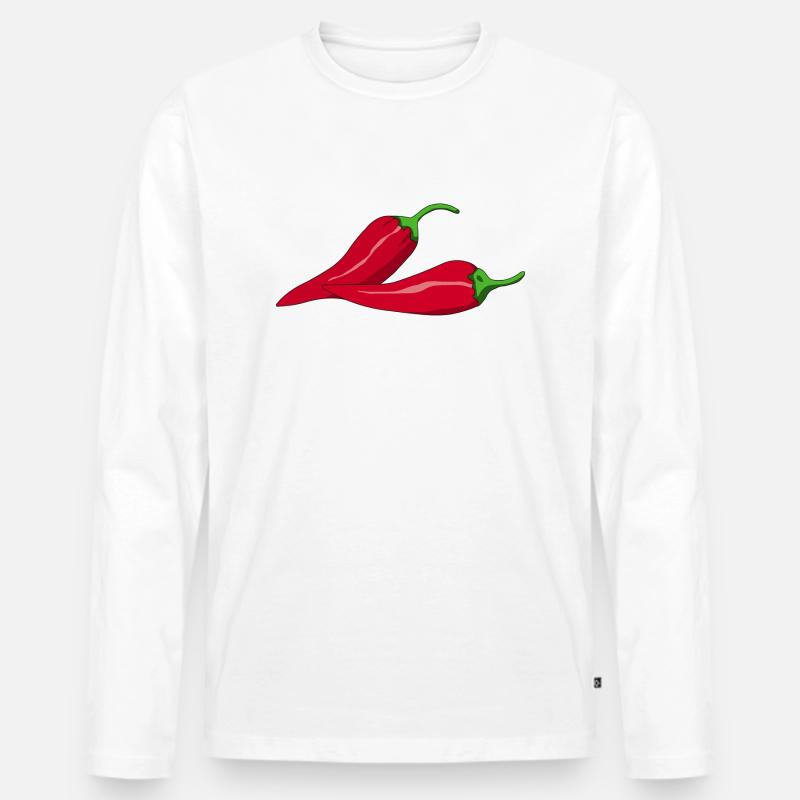 Chilli - Männer Premium Bio Langarmshirt - Weiß