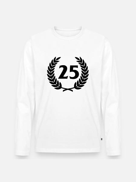 Laurel wreath & Number (25) - Men's Premium Organic Long Sleeve Shirt - white