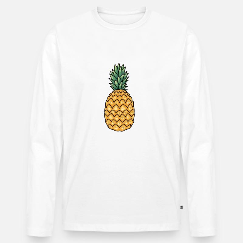 Ananas - Männer Premium Bio Langarmshirt - Weiß
