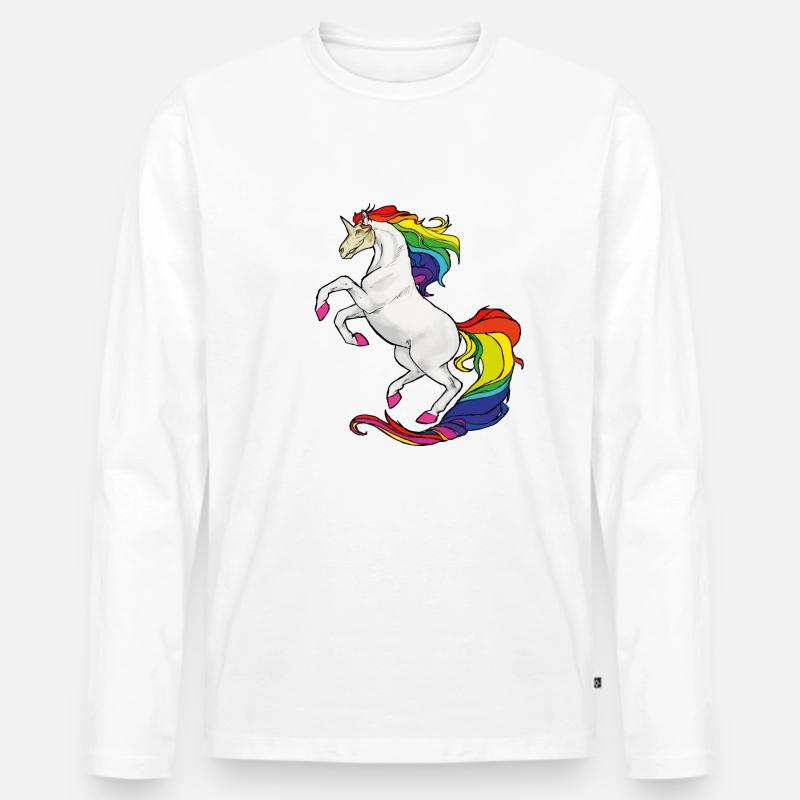 Zombie Einhorn - Männer Premium Bio Langarmshirt - Weiß