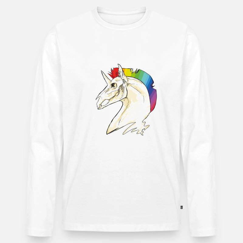 Einhorn Schädel - Männer Premium Bio Langarmshirt - Weiß