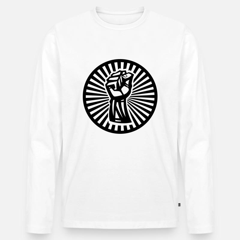 Zentriert ins Antlitz - Männer Premium Bio Langarmshirt - Weiß