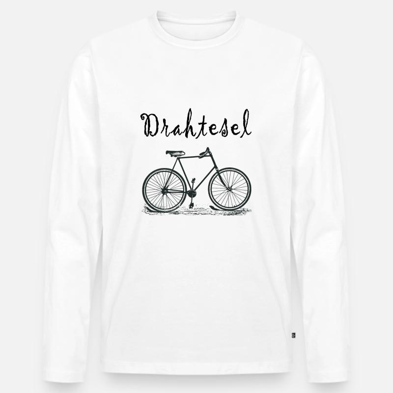 Drahtesel - Männer Premium Bio Langarmshirt - Weiß