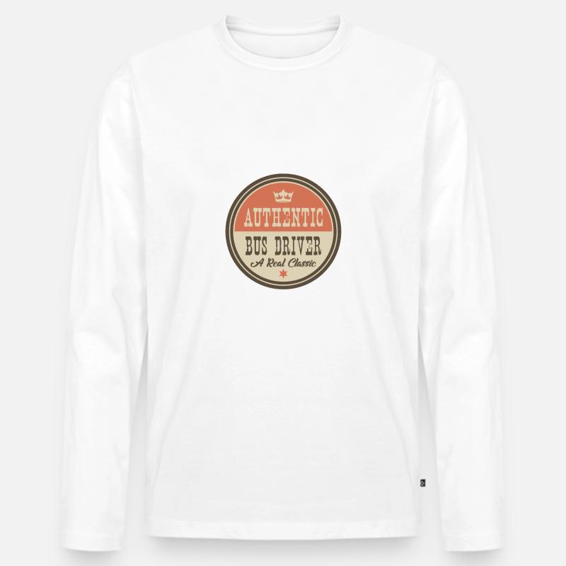 AUTHENTIC BUS DRIVER - BUSFAHRER - Männer Premium Bio Langarmshirt - Weiß