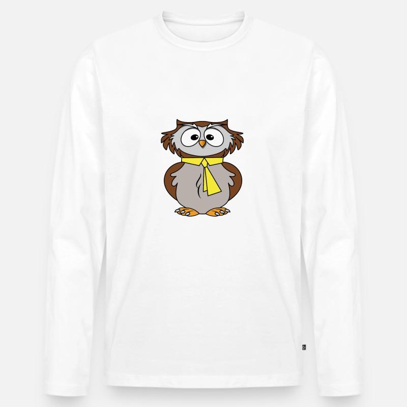 Lustige Eule - Männer Premium Bio Langarmshirt - Weiß