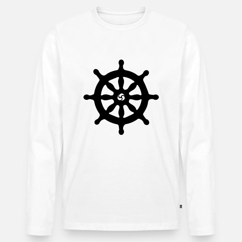 Ships wheel - Männer Premium Bio Langarmshirt - Weiß