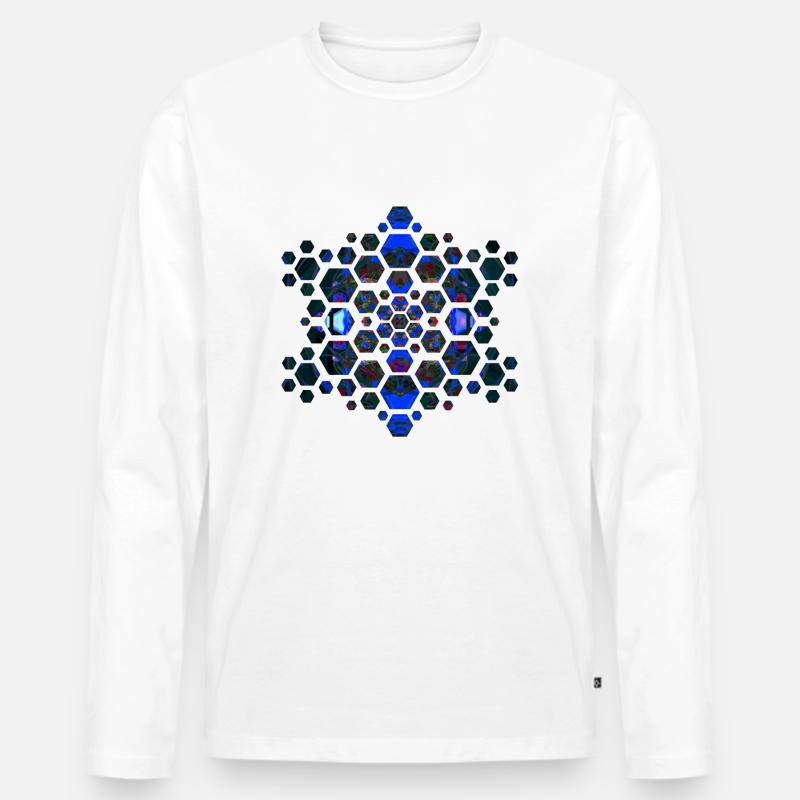 Psychedelic Hexagon I - Männer Premium Bio Langarmshirt - Weiß
