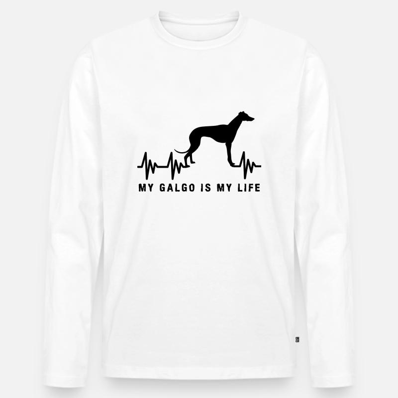 Galgo - Männer Premium Bio Langarmshirt - Weiß