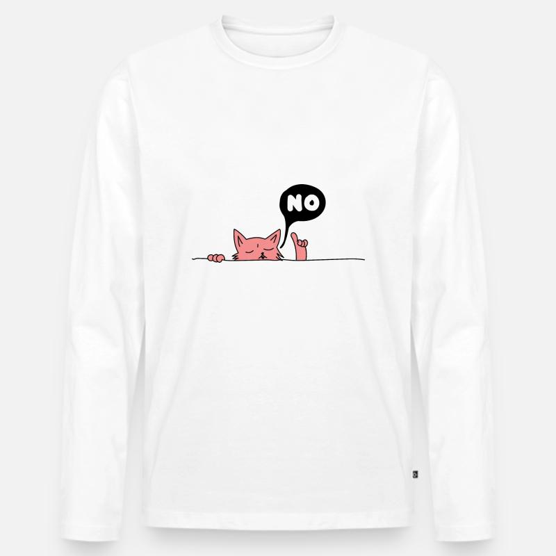 Nein Katze - Männer Premium Bio Langarmshirt - Weiß