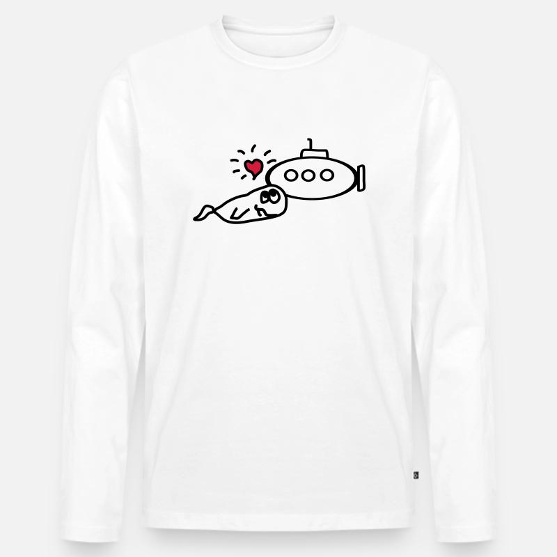 wal liebt uboot - Männer Premium Bio Langarmshirt - Weiß
