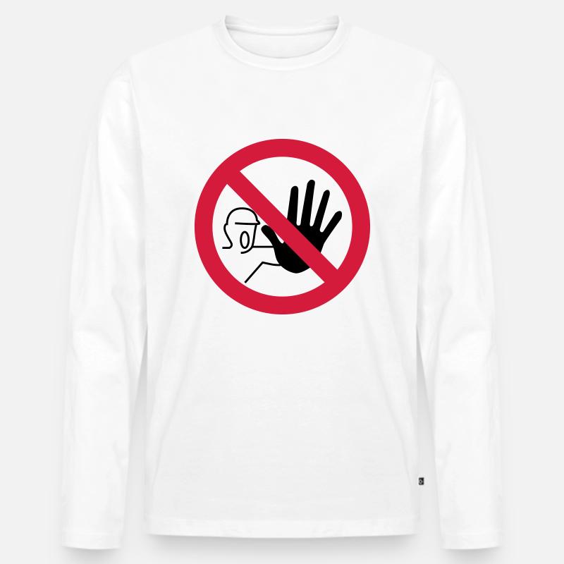 Verbotsschild betreten - Männer Premium Bio Langarmshirt - Weiß