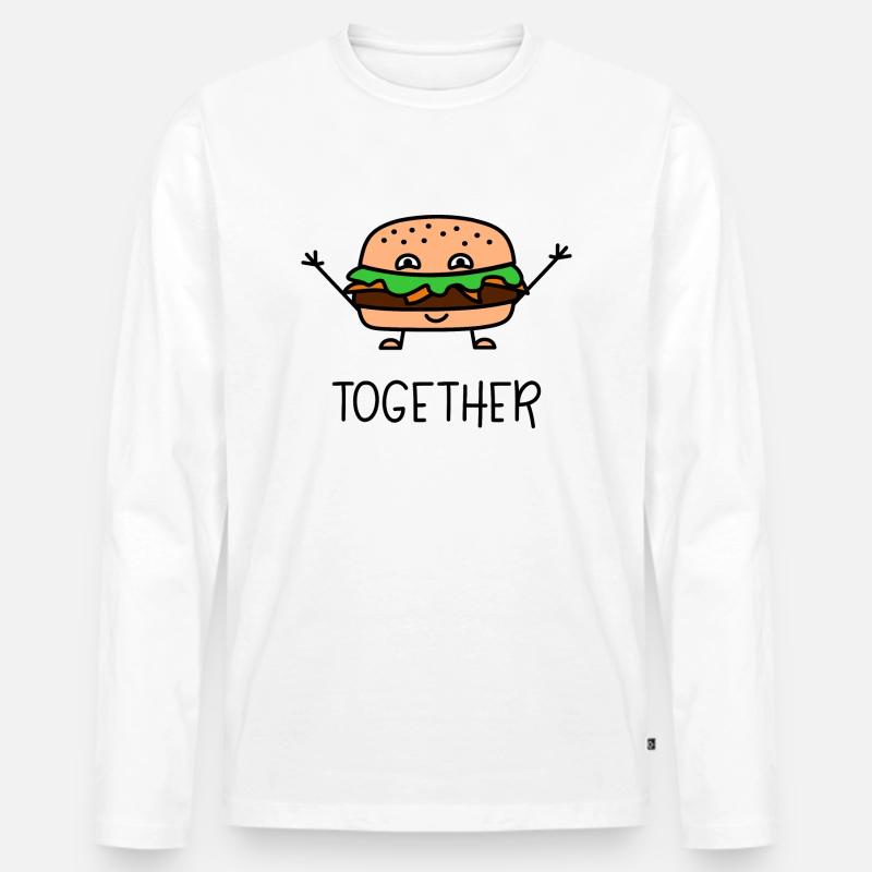 Better Together Partnerlook (Part2) Burger - Männer Premium Bio Langarmshirt - Weiß