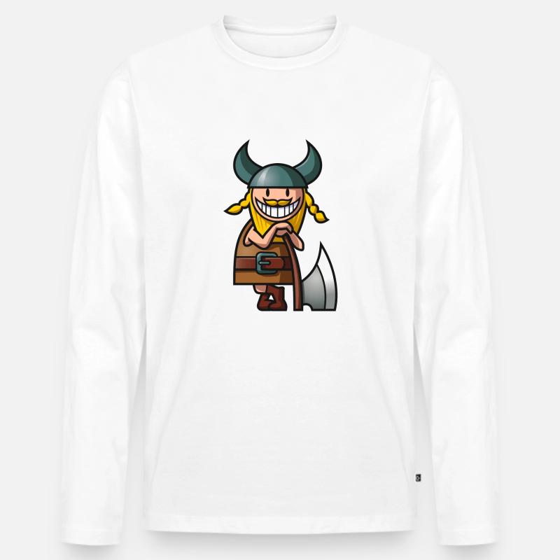 vl085c_wikinger_4c - Männer Premium Bio Langarmshirt - Weiß