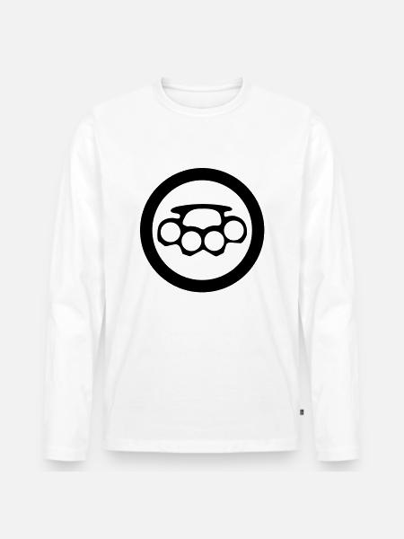 schlagring icon - Männer Premium Bio Langarmshirt - Weiß