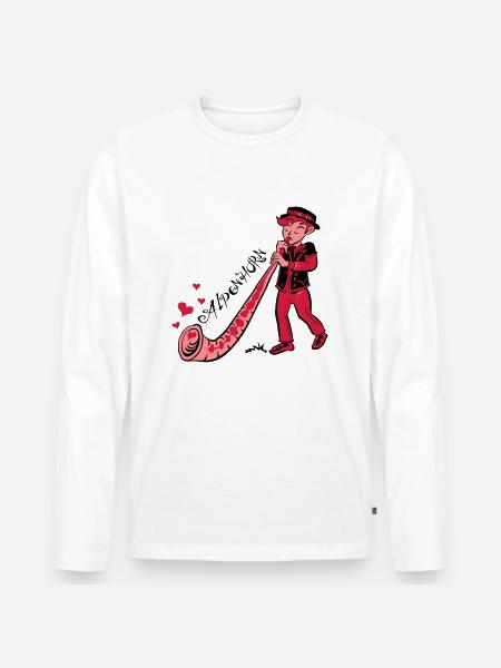 Alpenhorn - Männer Premium Bio Langarmshirt - Weiß