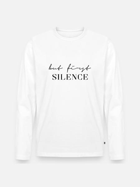 First Silence - Männer Premium Bio Langarmshirt - Weiß