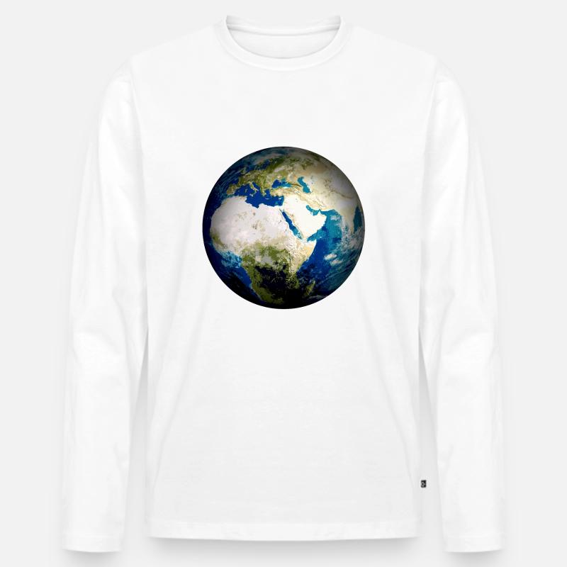 Weltkugel Erde - Männer Premium Bio Langarmshirt - Weiß