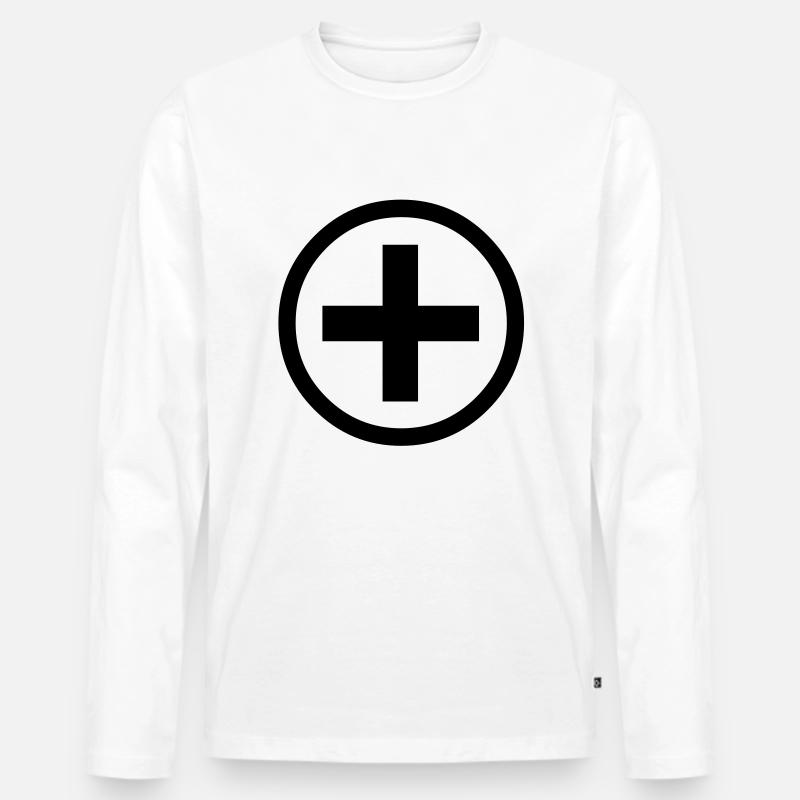 Plus - Männer Premium Bio Langarmshirt - Weiß