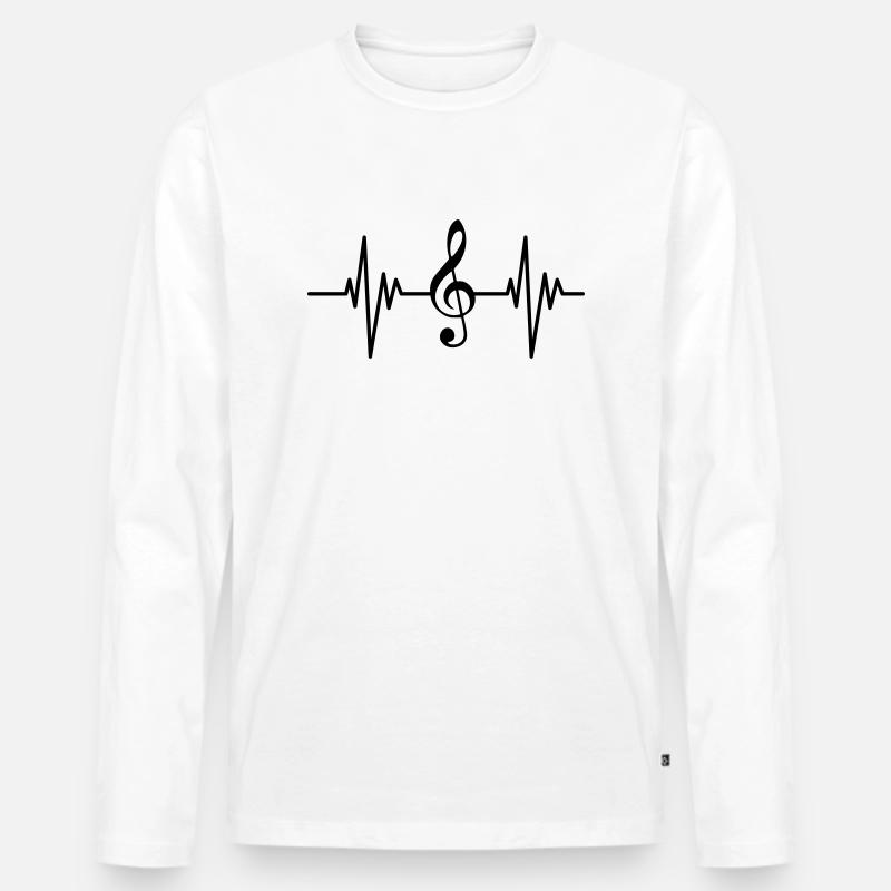 Treble Clef Pulse - Männer Premium Bio Langarmshirt - Weiß