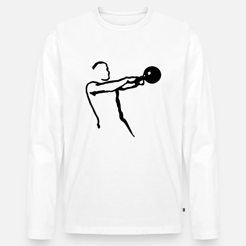 Kettlebell Swing klein - Männer Premium Bio Langarmshirt - Weiß