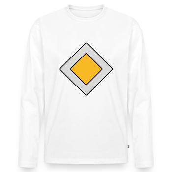 Vorfahrtsschild - Männer Premium Bio Langarmshirt - Weiß - Vorne - Nico (187cm)