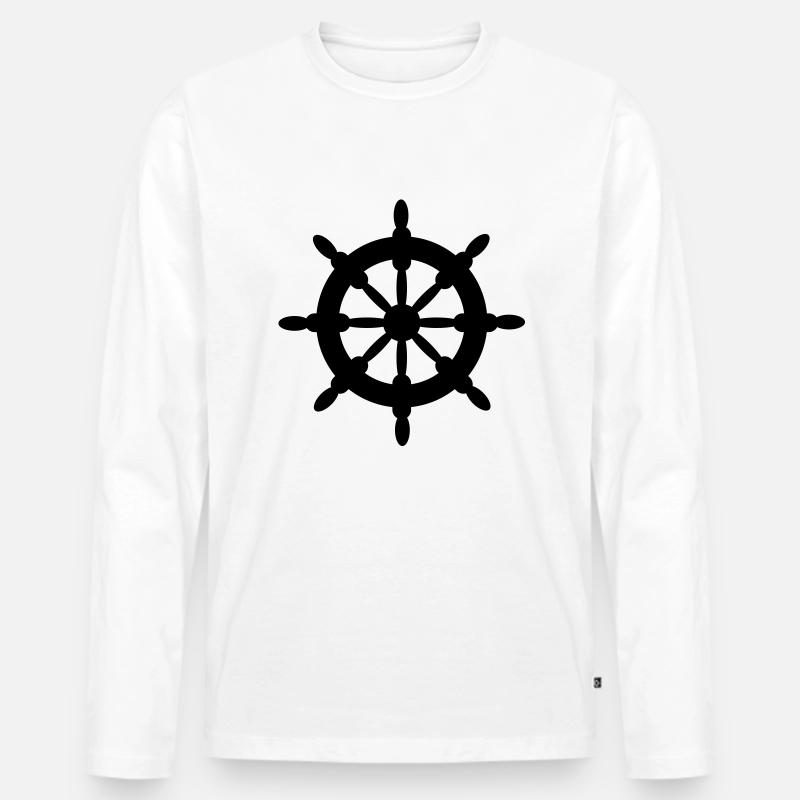 steering wheel - Männer Premium Bio Langarmshirt - Weiß