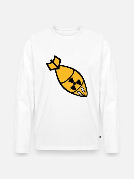 face atomic bomb radioactive bombard - Men's Premium Organic Long Sleeve Shirt - white