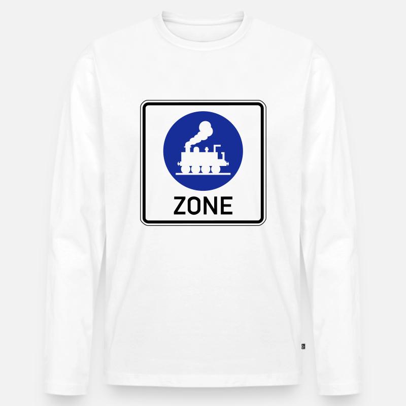 Zone Dampflok 2 - Männer Premium Bio Langarmshirt - Weiß