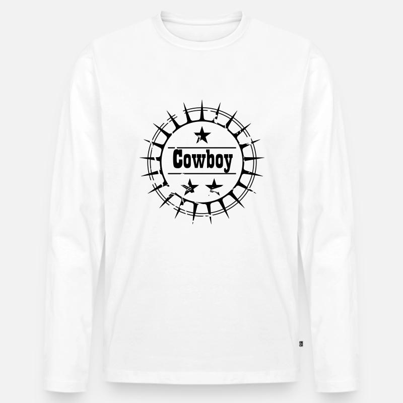 Button Cowboy - Männer Premium Bio Langarmshirt - Weiß
