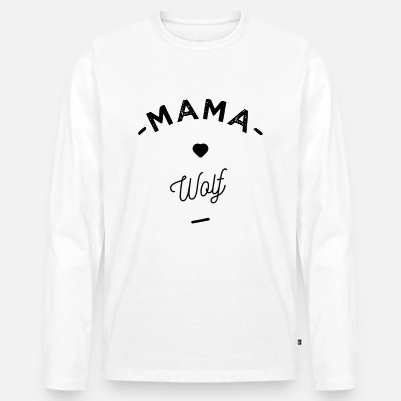 Mama wolf - - Männer Premium Bio Langarmshirt - Weiß