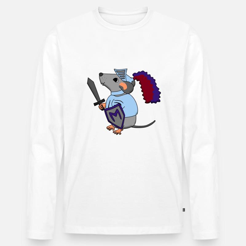Rittermaus - Männer Premium Bio Langarmshirt - Weiß
