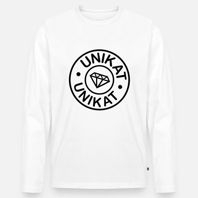 Unikat mit Diamant - Männer Premium Bio Langarmshirt - Weiß