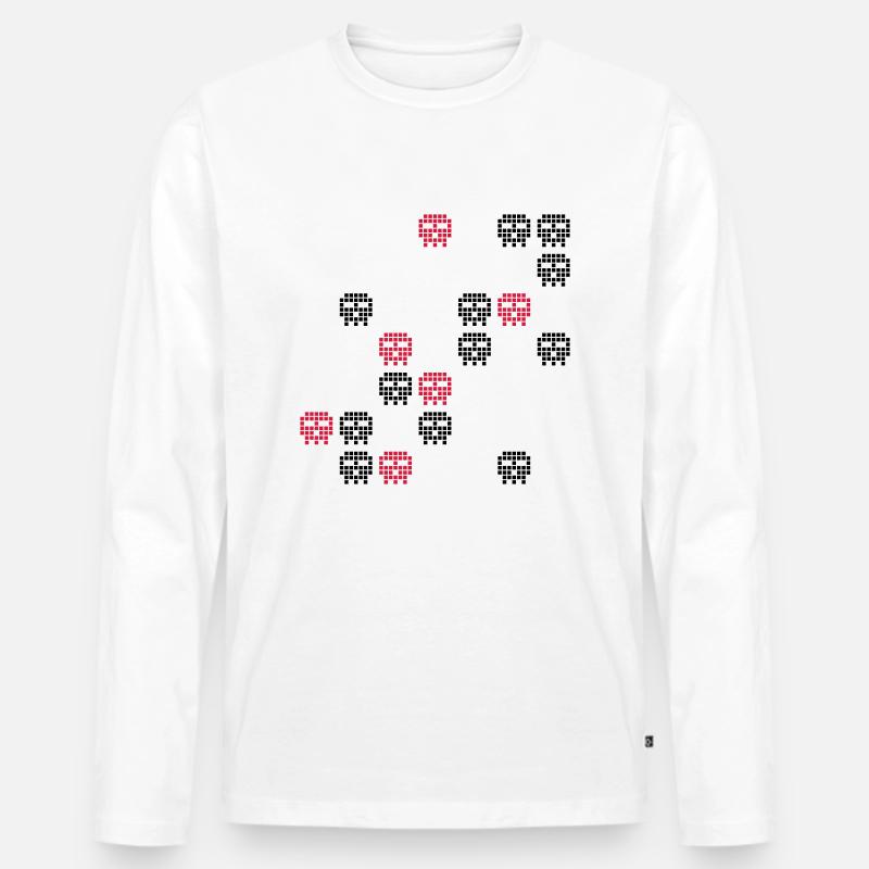 Pixel Skull Gaming Screen - Männer Premium Bio Langarmshirt - Weiß