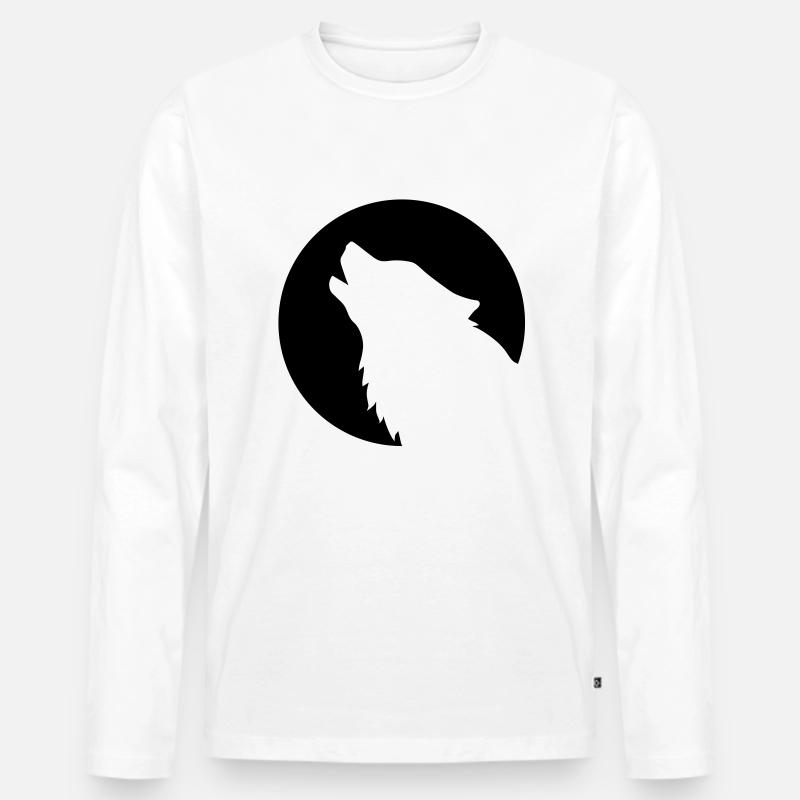 Wolf - Männer Premium Bio Langarmshirt - Weiß
