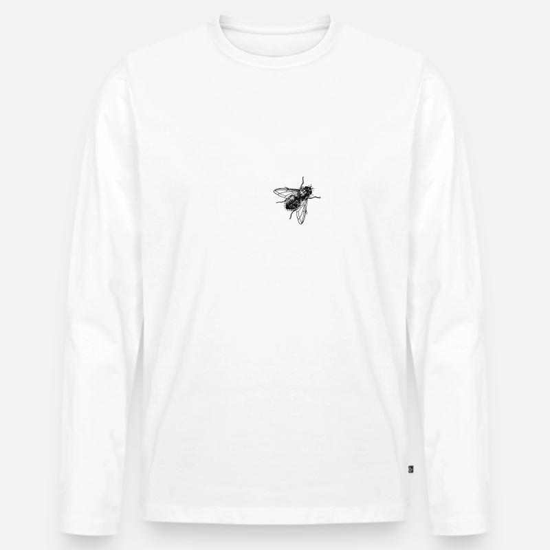 fliege - Männer Premium Bio Langarmshirt - Weiß