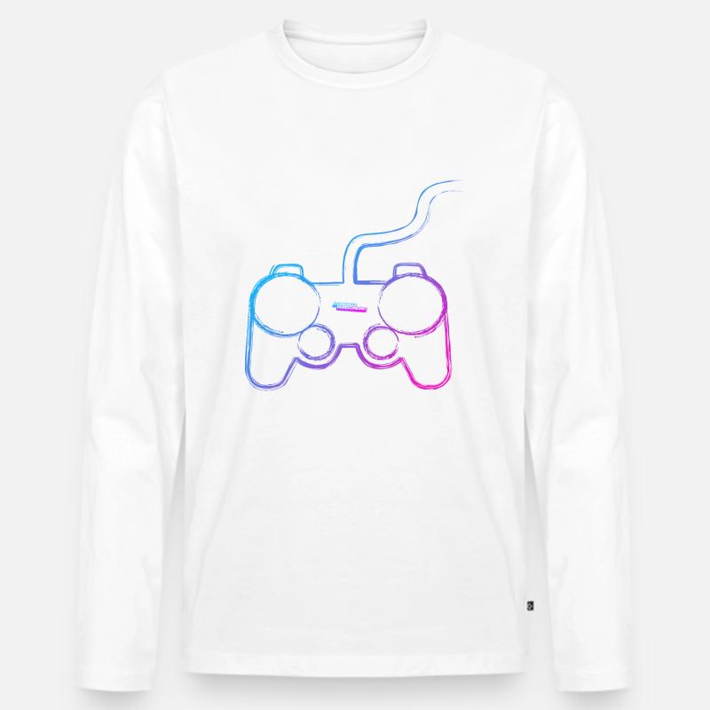 Graffiti-Controller - Männer Premium Bio Langarmshirt - Weiß